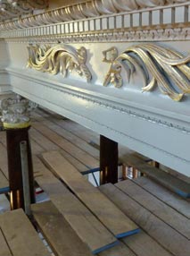 On-site gilding during the refurbishment of the Sheldonian Theatre, Oxford, 2010.